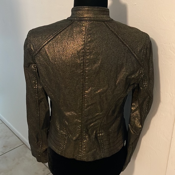 WHITE HOUSE BLACK MARKET | Coated Metallic Gold Band Jacket SOLD OUT Size 2 - Picture 9 of 9